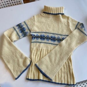 yellow and blue sweater